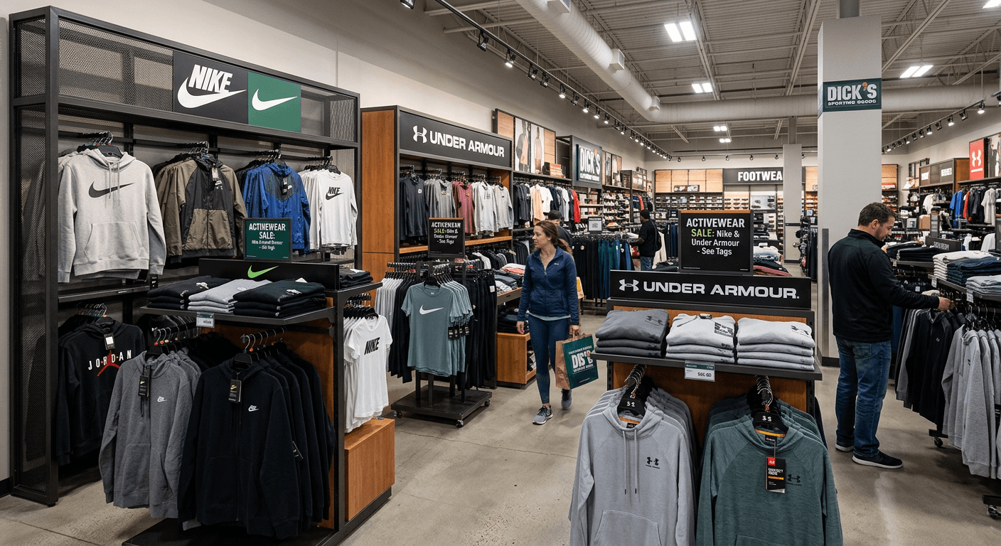 Dick's Sporting Goods Apparel Display with Premium Brands