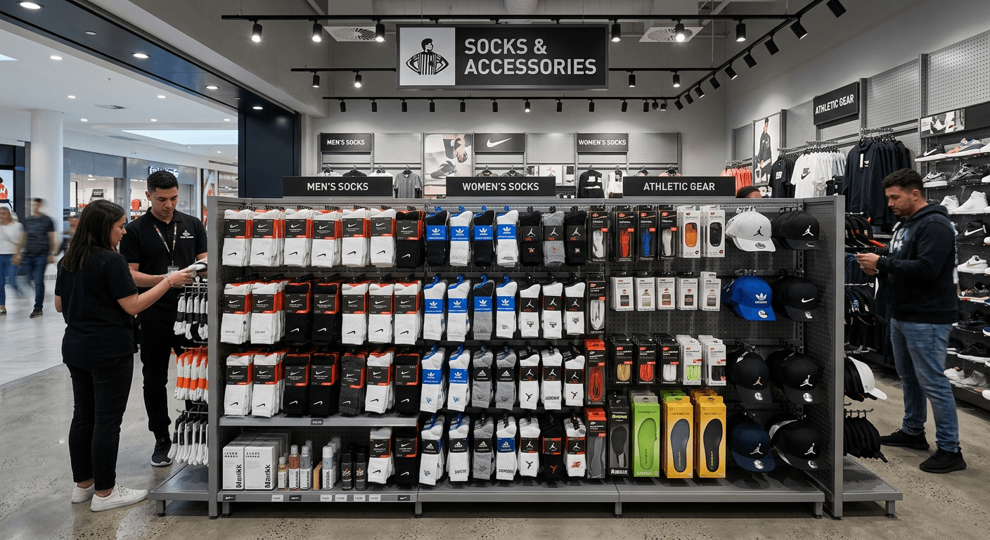 Foot Locker Accessories and Socks Display